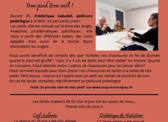 On continue prévention et convivialité pour les Aidants: les professionnels de santé sont investis!! 